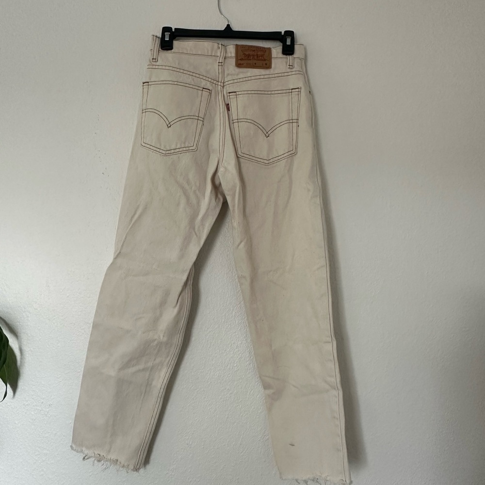 Levi’s Cream white denim jeans raw hem 550 relaxed fit vintage - Picture 3 of 8